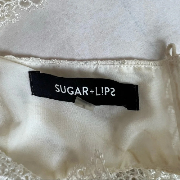 Sugar Lips Sugarlips Womens LACE HIGH Neck Open Shoulders TOP Blouse White Sz S - Picture 6 of 10